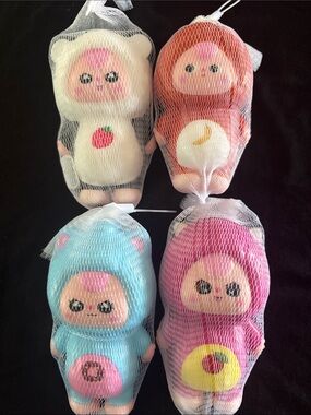Set of 4 BB3 Doll Slow Rise Squishies - White, Orange, Blue, Pink